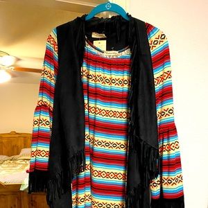 Western dress with fringe jacket